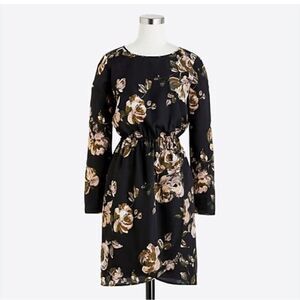 J. Crew Factory Dark Floral Long Sleeve Faux Wrap Skirt Mini Dress